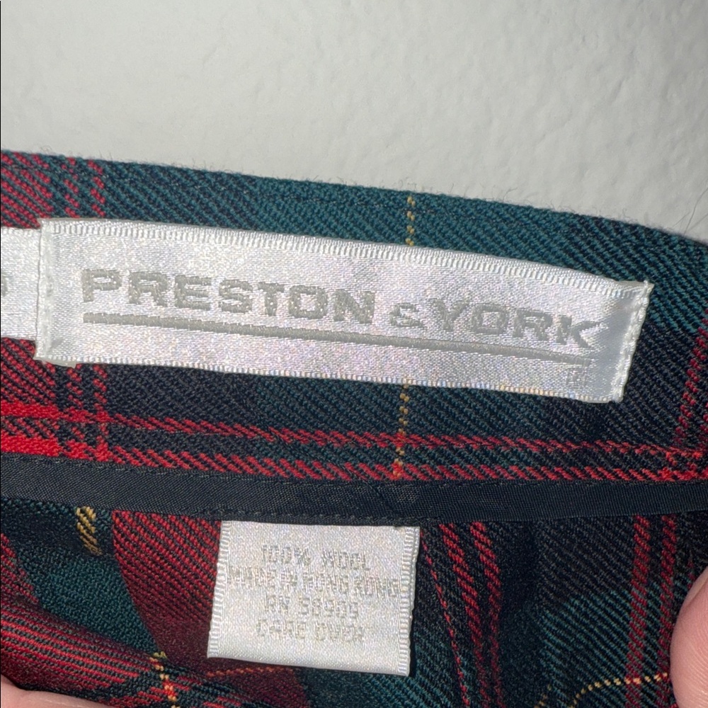 Preston & York Tartan Plaid A-Line Pleated Skirt with Gold Buttons - size 8 - Picture 2 of 6